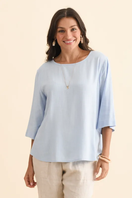Ophelia Light Blue Scoop Neck Top sold by Blue Bungalow