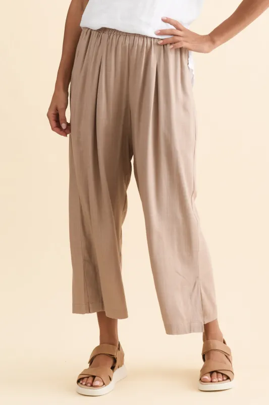Belinda Taupe Linen Blend Cropped Pants sold by Blue Bungalow