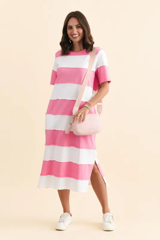 Bold Pink Stripe Cotton Tee Dress sold by Blue Bungalow