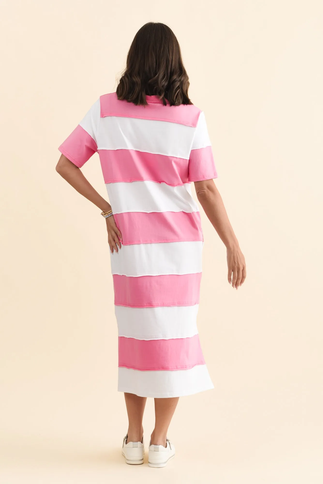 Bold Pink Stripe Cotton Tee Dress sold by Blue Bungalow product image thumbnail 4