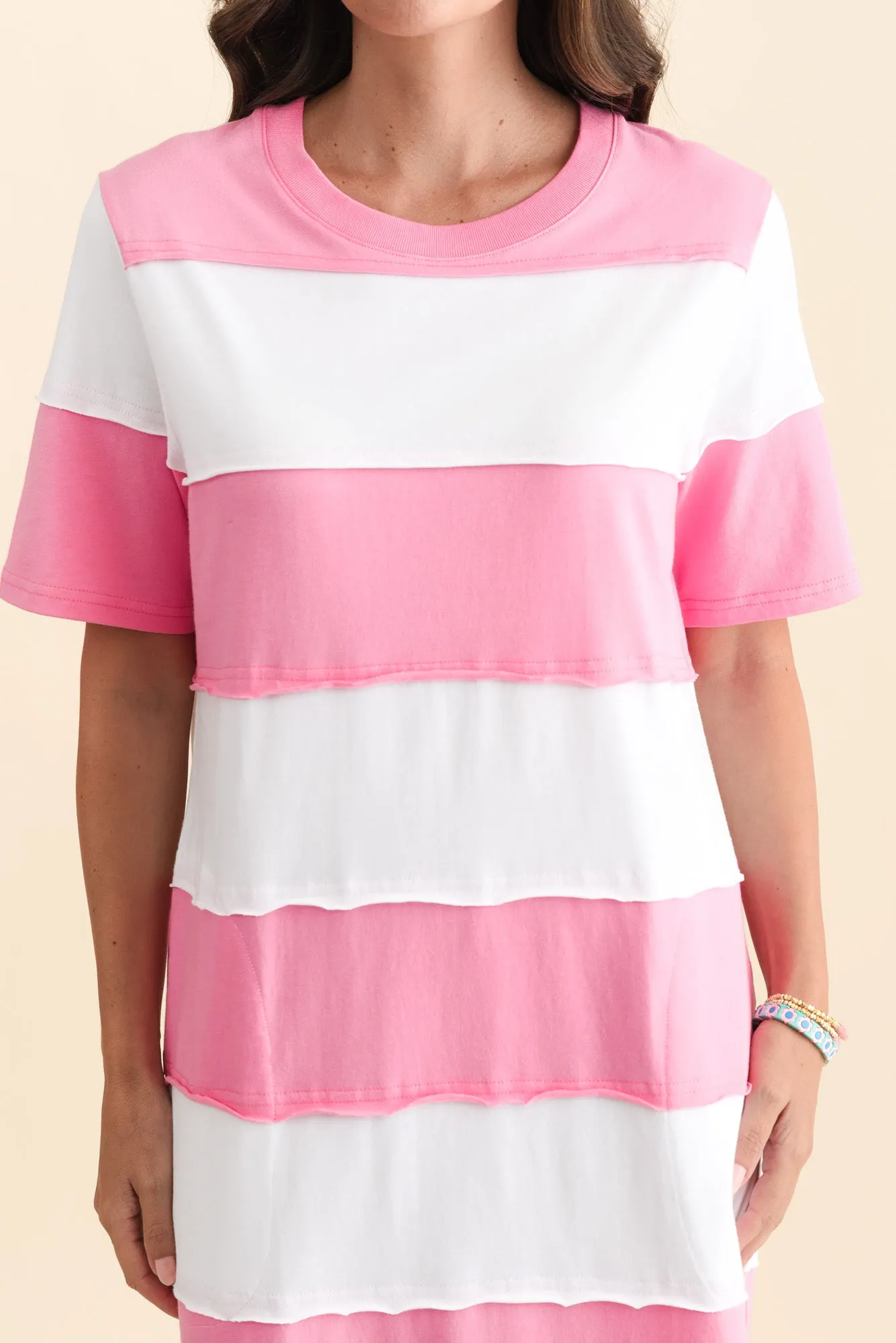 Bold Pink Stripe Cotton Tee Dress sold by Blue Bungalow product image thumbnail 5