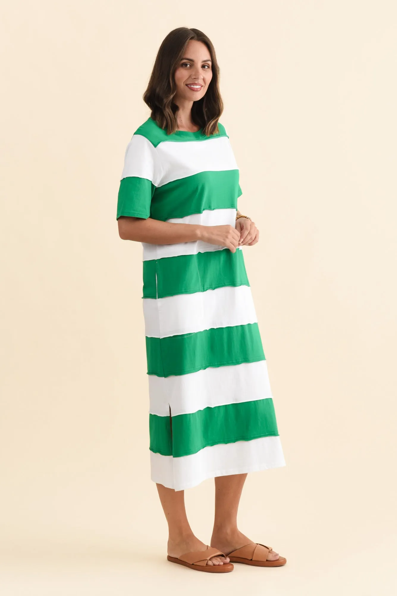 Bold Green Stripe Cotton Tee Dress sold by Blue Bungalow product image thumbnail 3
