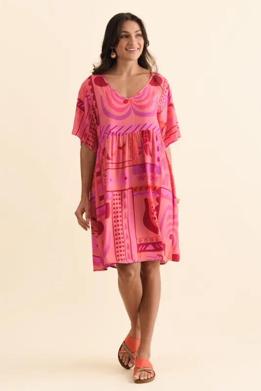 Carlita Pink Tropical Pocket Dress sold by Blue Bungalow