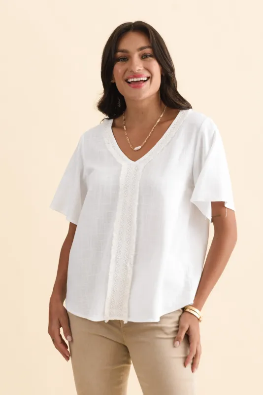 Georgio White Linen Top sold by Blue Bungalow