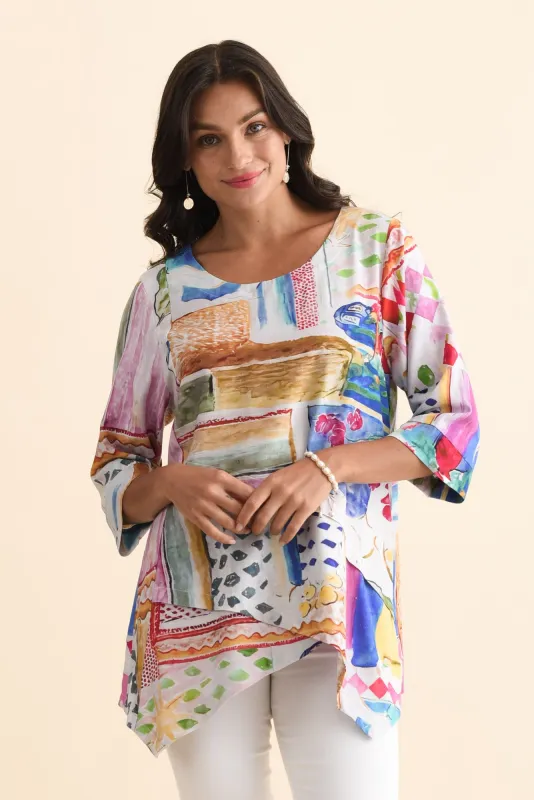 Anya Pink Harvest Linen Cotton Top sold by Blue Bungalow