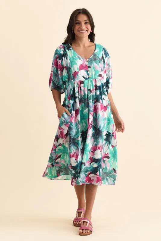 Nolte Teal Flower Pocket Dress made by Willow Tree