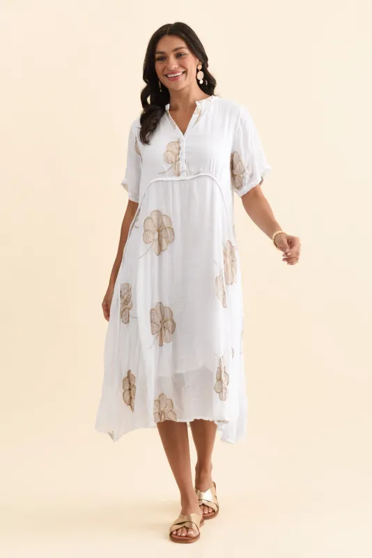 Lucy White Flower Pocket Dress sold by Blue Bungalow