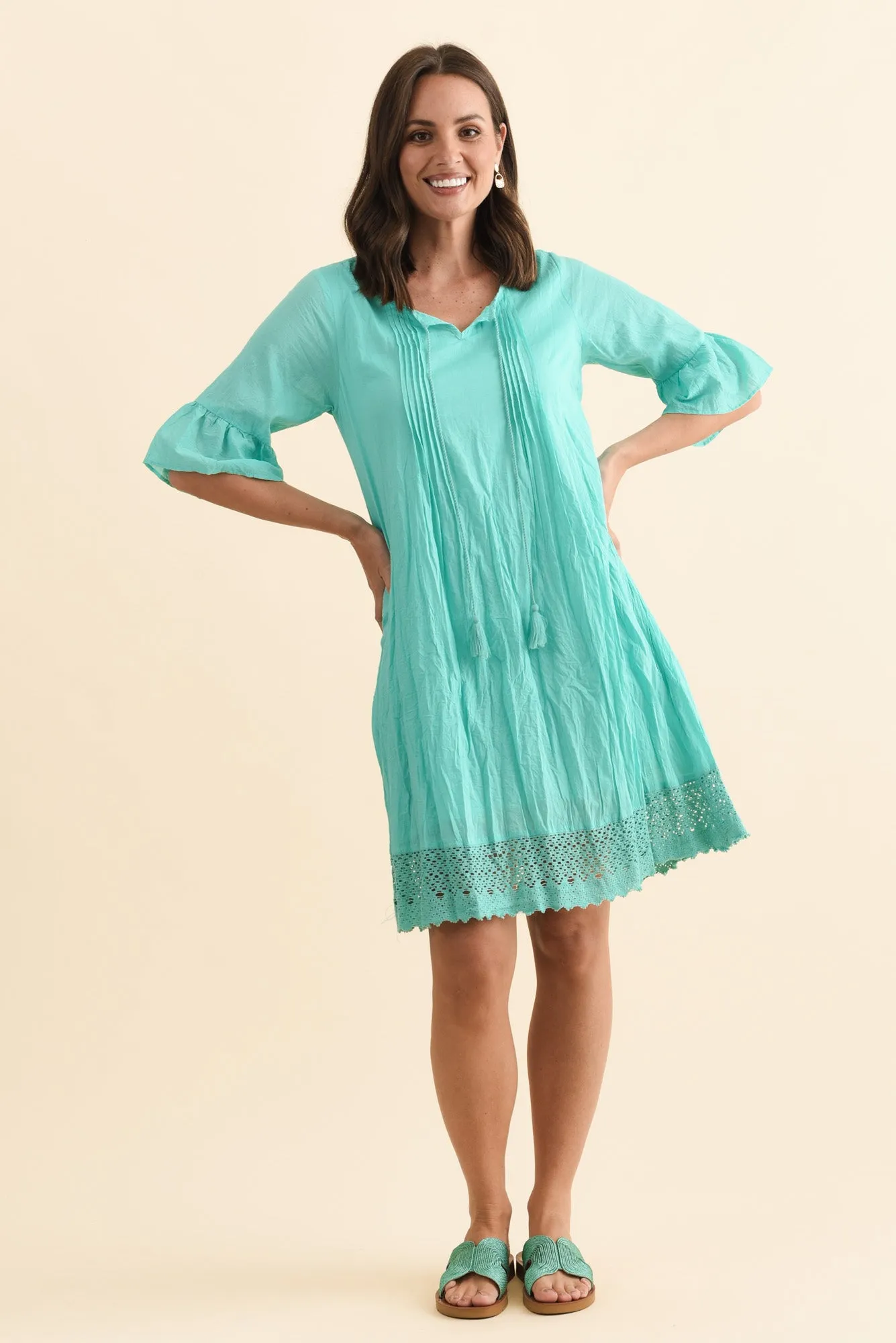 Cayman Sky Blue Cotton Tunic Dress sold by Blue Bungalow product image thumbnail 2