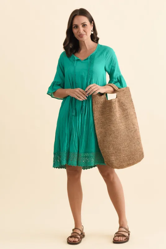 Cayman Green Cotton Tunic Dress sold by Blue Bungalow