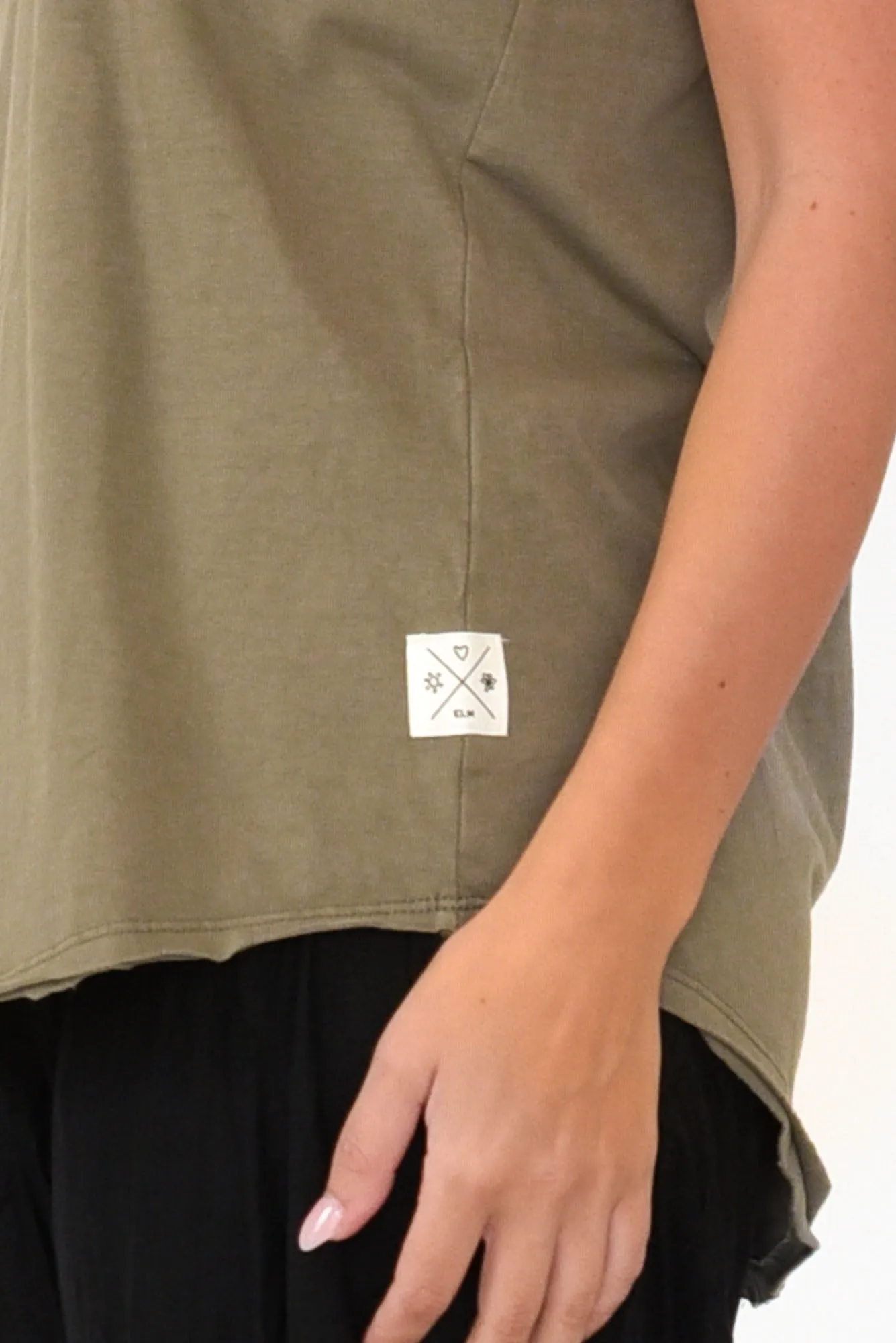 Khaki Cotton Fundamental Vee Tee sold by Blue Bungalow product image thumbnail 5