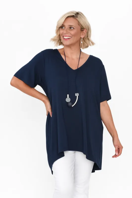 Novella Navy Bamboo Top sold by Blue Bungalow