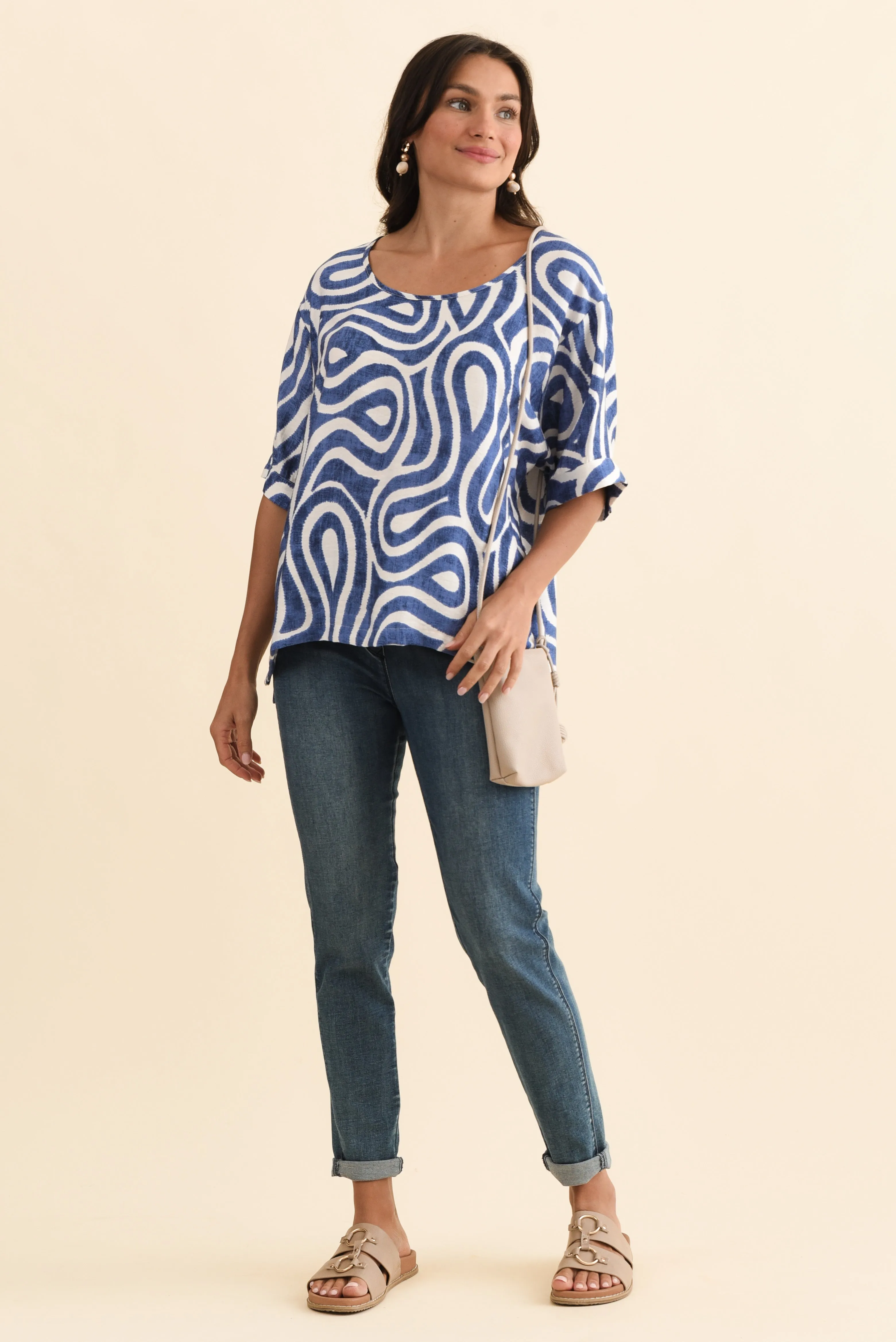 Kendria Blue Swirl Batwing Top sold by Blue Bungalow product image thumbnail 2