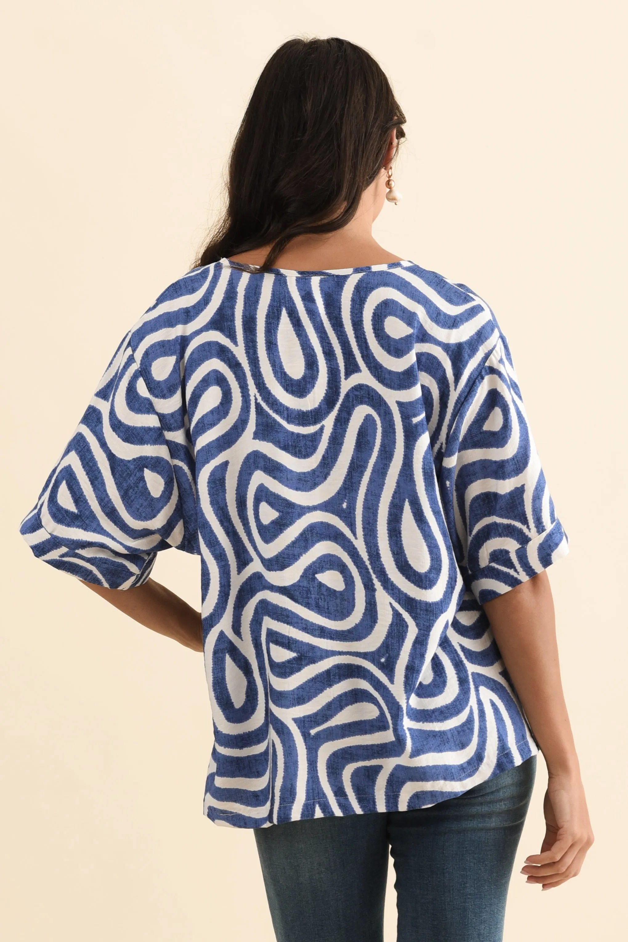 Kendria Blue Swirl Batwing Top sold by Blue Bungalow product image thumbnail 4