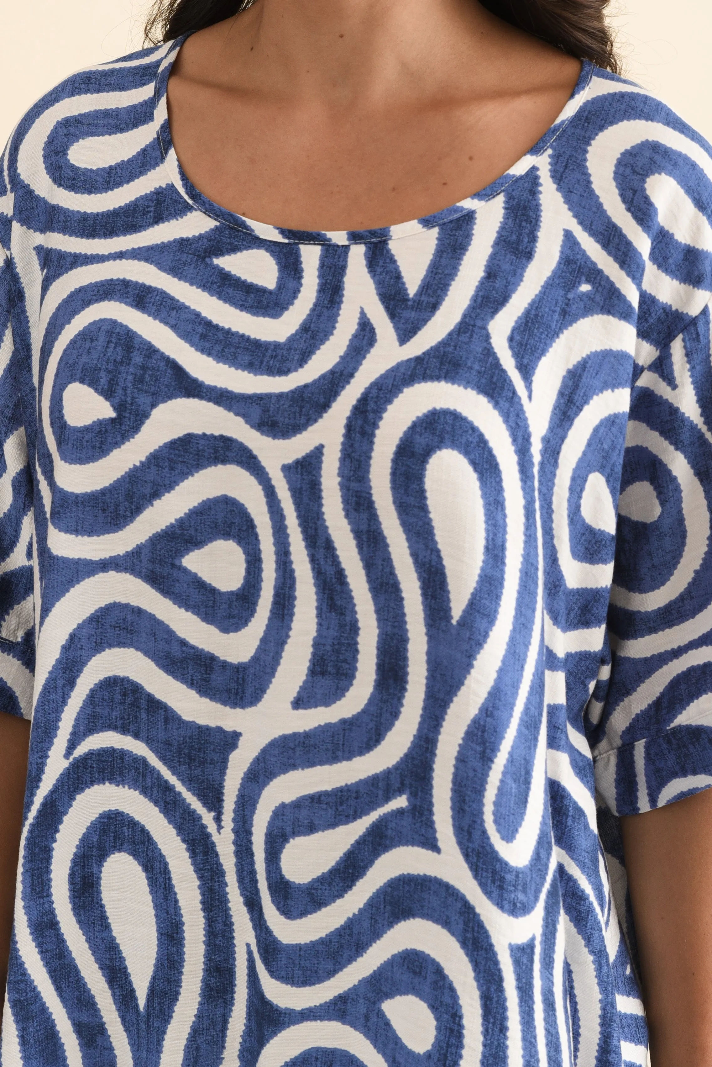 Kendria Blue Swirl Batwing Top sold by Blue Bungalow product image thumbnail 5
