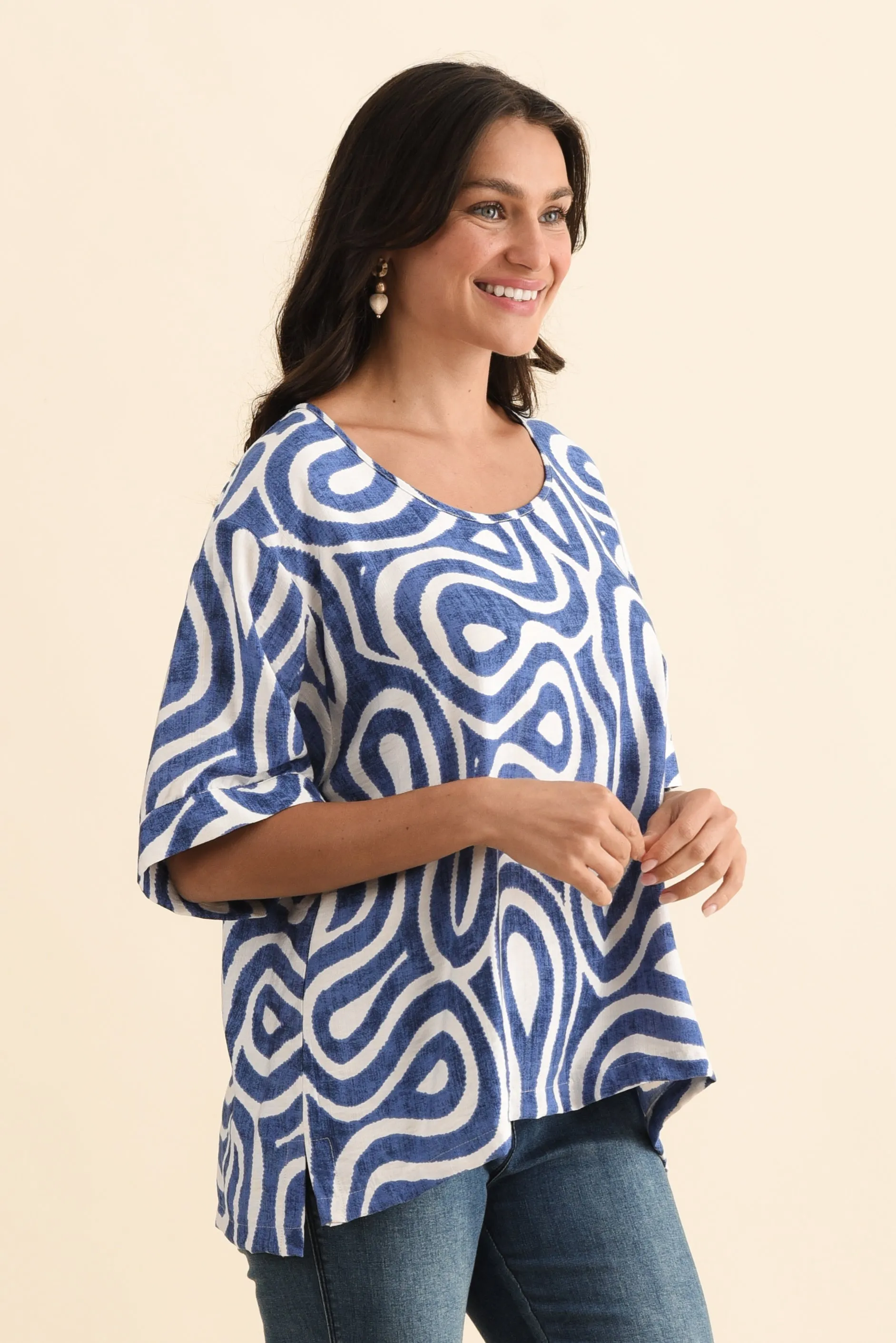 Kendria Blue Swirl Batwing Top sold by Blue Bungalow product image thumbnail 3