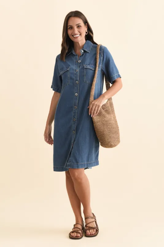 Cora Blue Denim Shirt Dress made by Elm Lifestyle