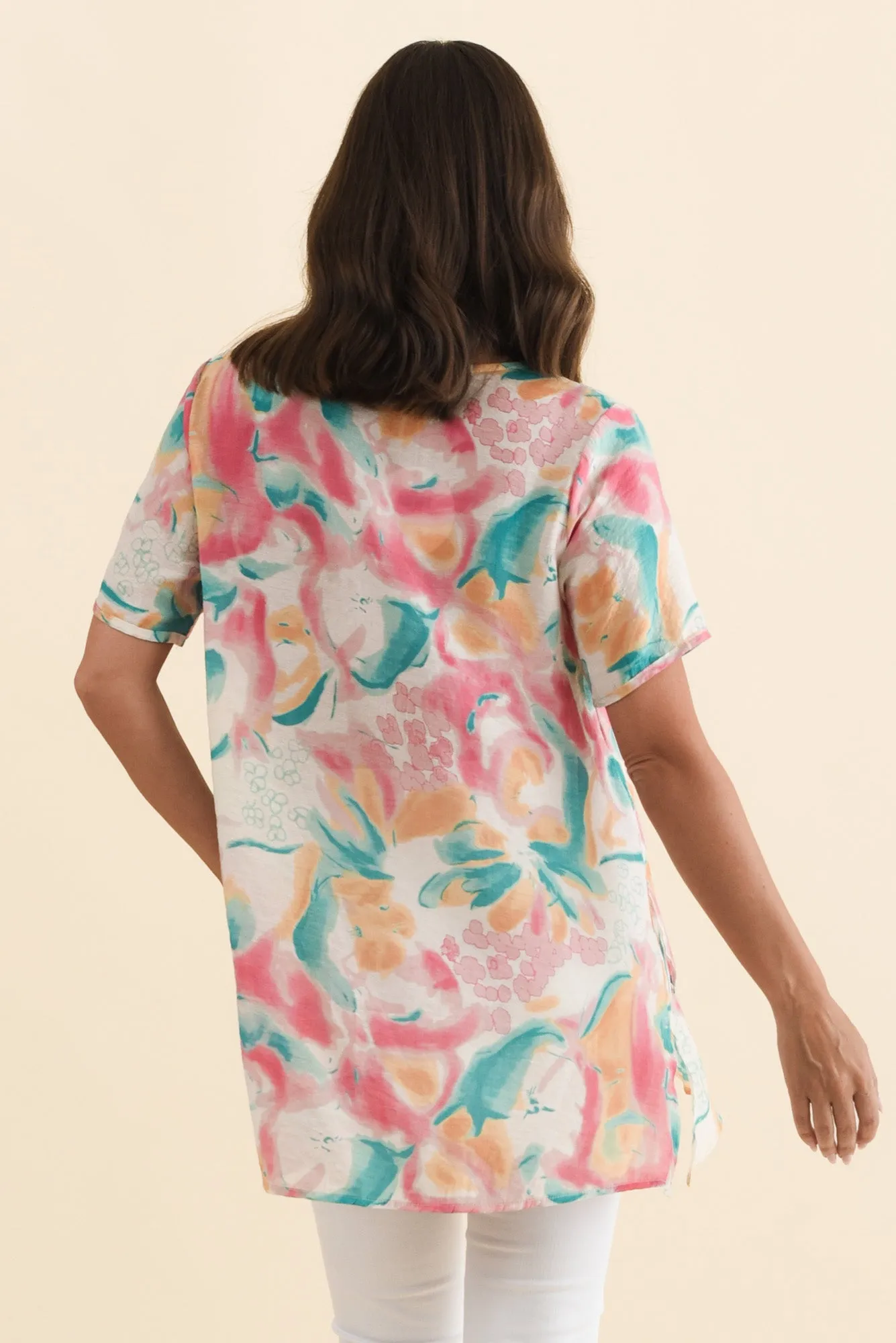 Alvina Teal Abstract Layered Tunic Top sold by Blue Bungalow product image thumbnail 4