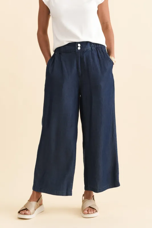 Rio Dark Blue Lyocell Relaxed Pants sold by Blue Bungalow