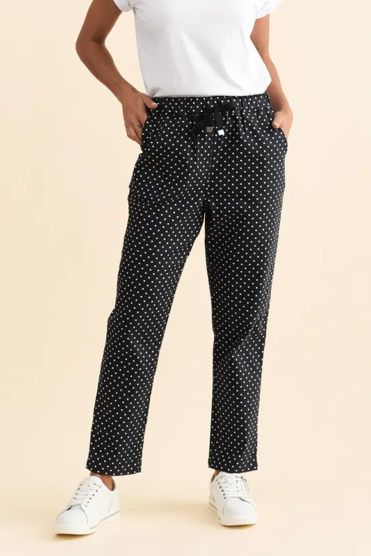 Kenzie Navy Spot Drawstring Pants sold by Blue Bungalow