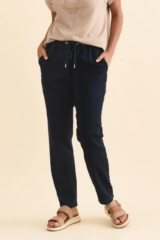 Brooks Dark Blue Cotton Blend Jogger Pants sold by Blue Bungalow