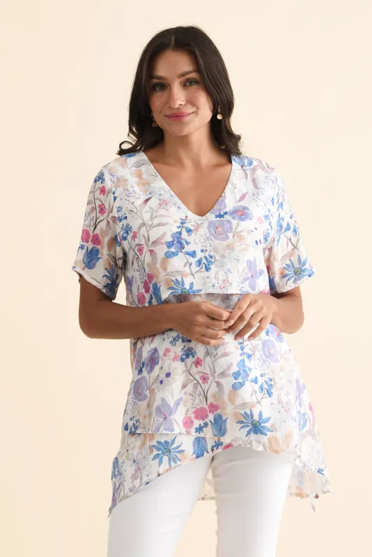 Alvina Cream Garden Layered Tunic Top sold by Blue Bungalow