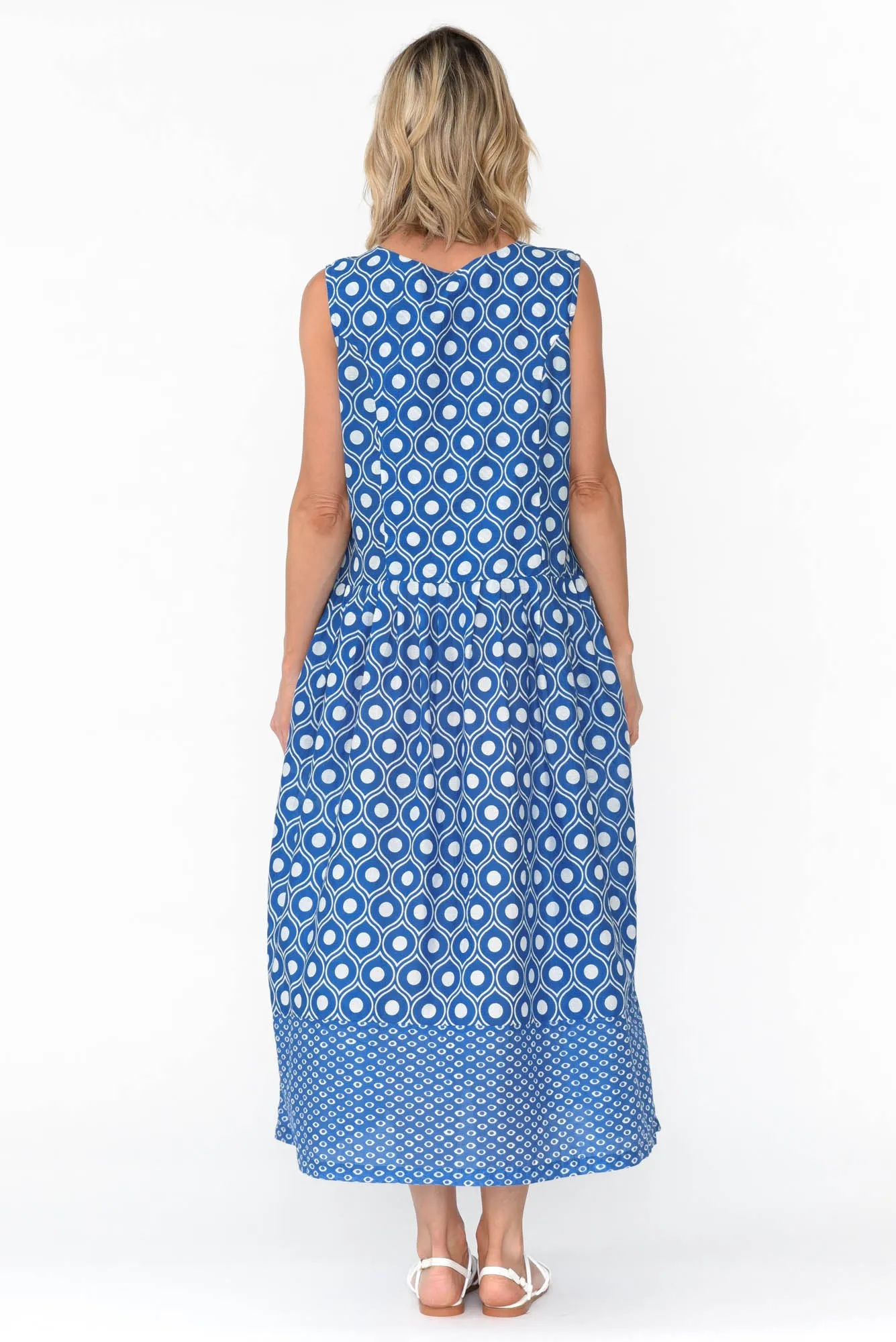 Serena Blue Circle Cotton Dress sold by Blue Bungalow product image thumbnail 4