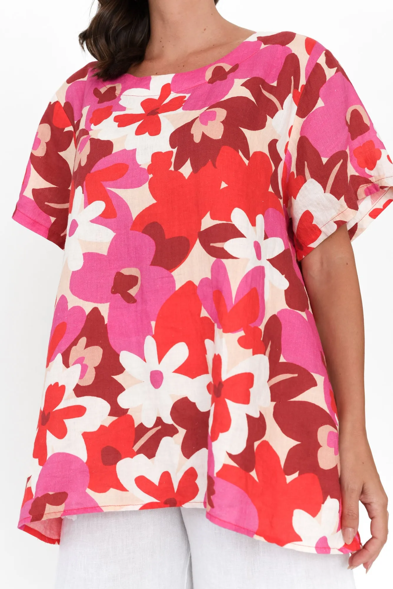 Lorelei Red Floral Linen Top sold by Blue Bungalow product image thumbnail 5