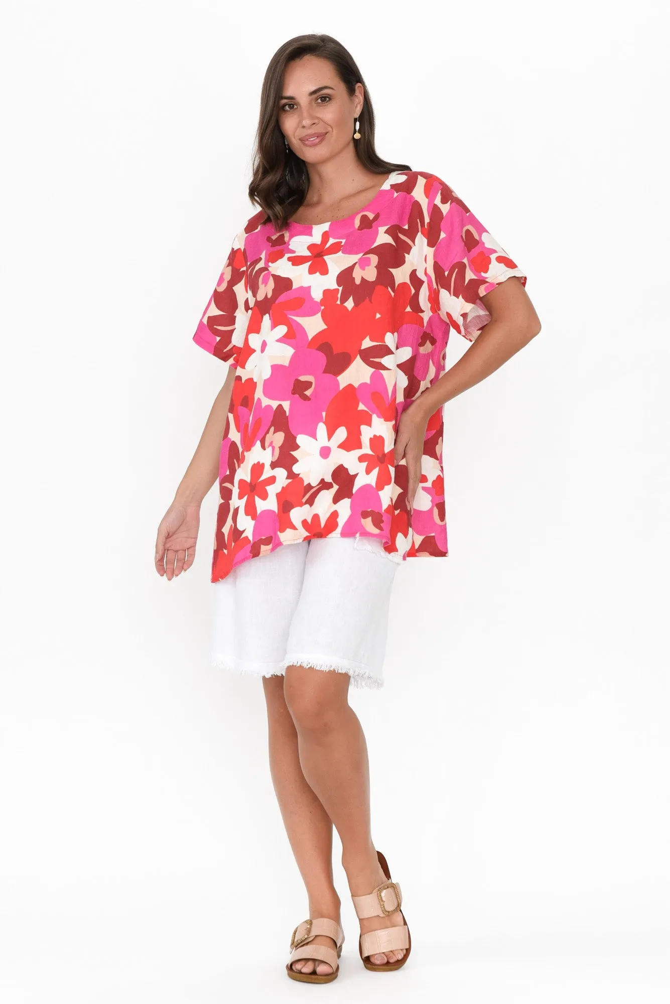 Lorelei Red Floral Linen Top sold by Blue Bungalow product image thumbnail 2