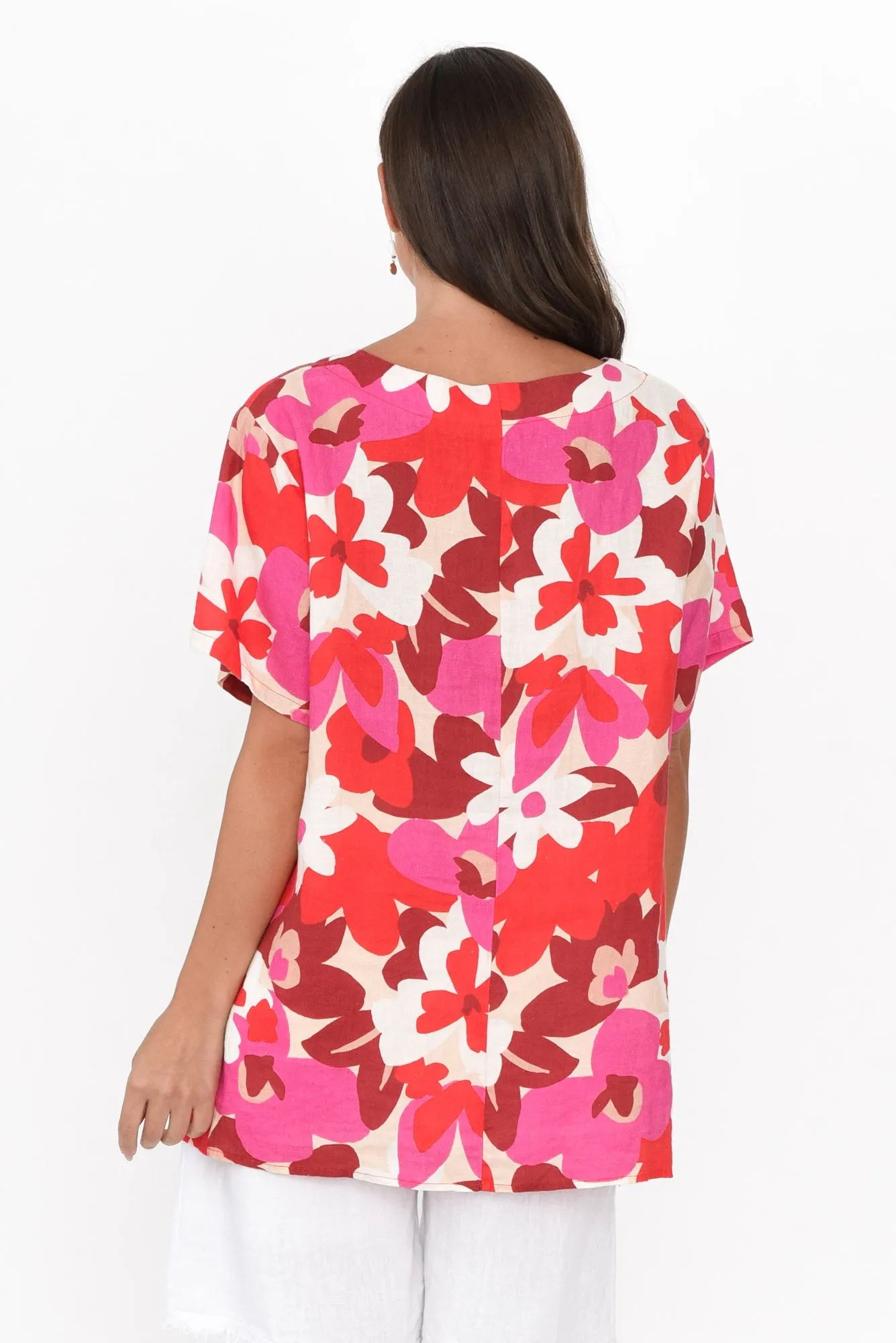 Lorelei Red Floral Linen Top sold by Blue Bungalow product image thumbnail 4