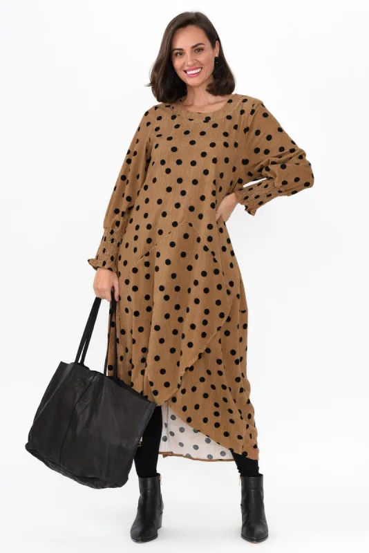 Marquis Brown Spot Cotton Dress sold by Blue Bungalow