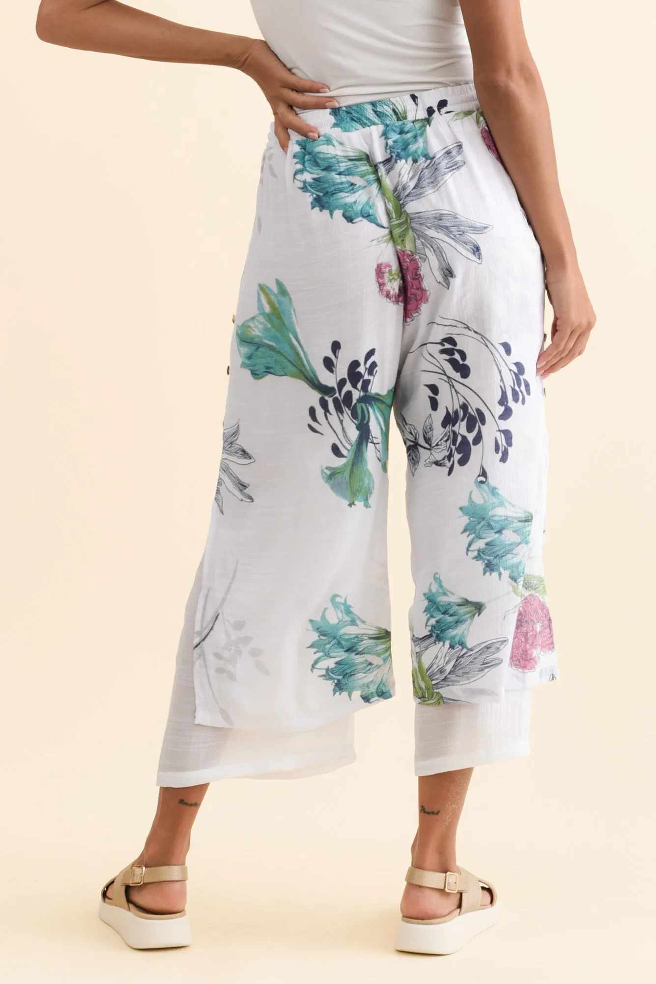 Max White Floral Layered Pants sold by Blue Bungalow product image thumbnail 4