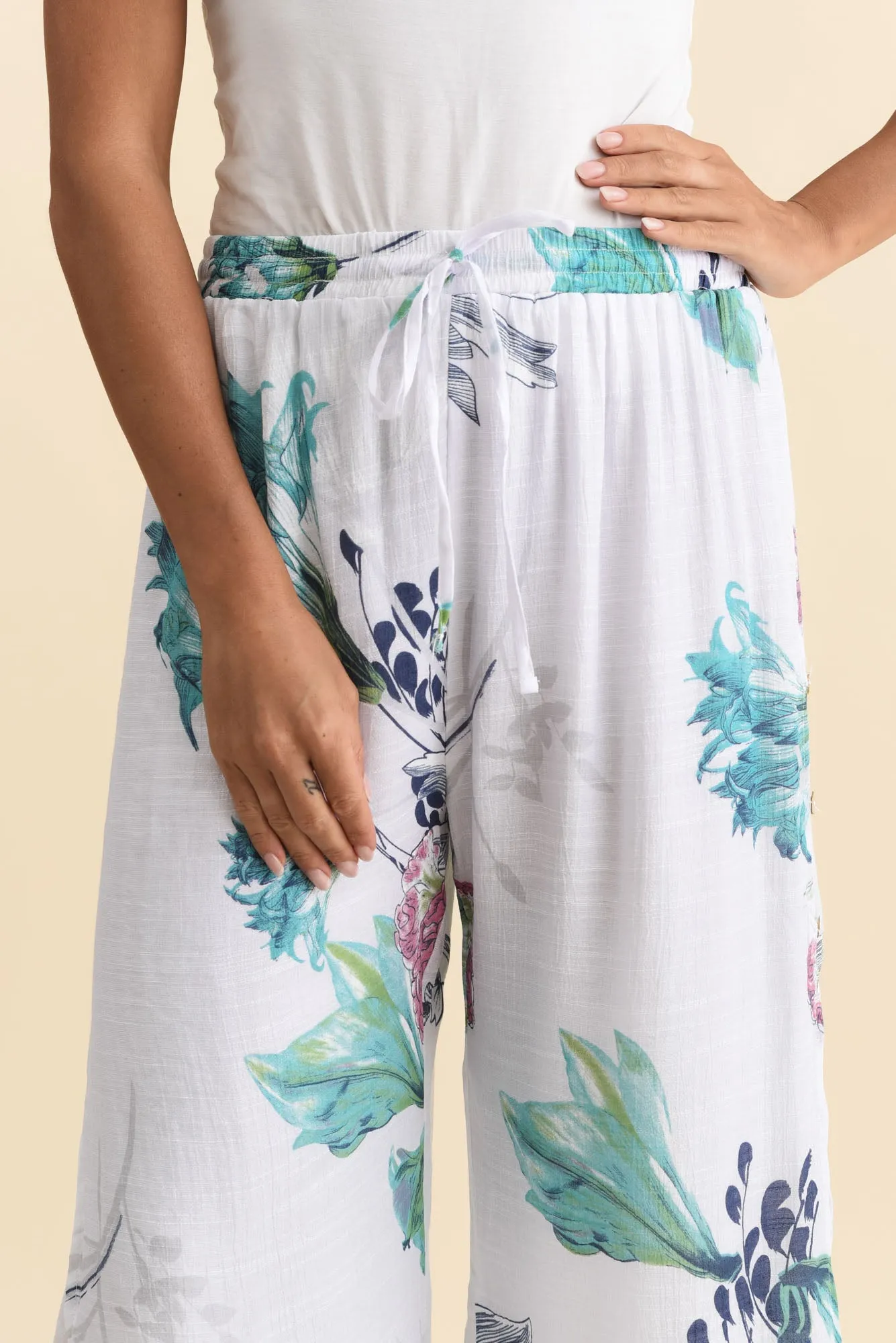 Max White Floral Layered Pants sold by Blue Bungalow product image thumbnail 5