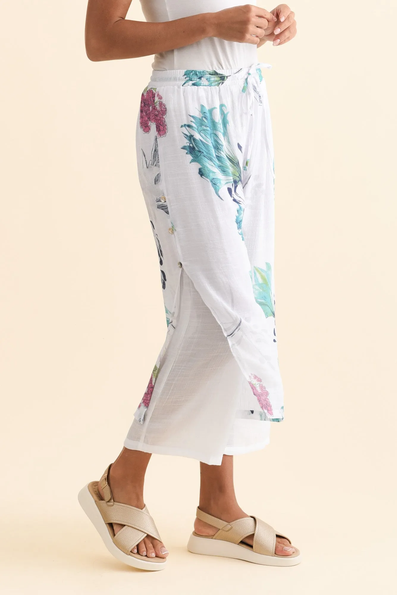 Max White Floral Layered Pants sold by Blue Bungalow product image thumbnail 3