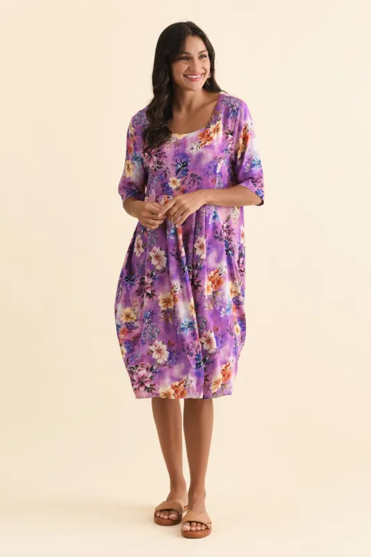 Vossi Purple Floral Pocket Dress sold by Blue Bungalow