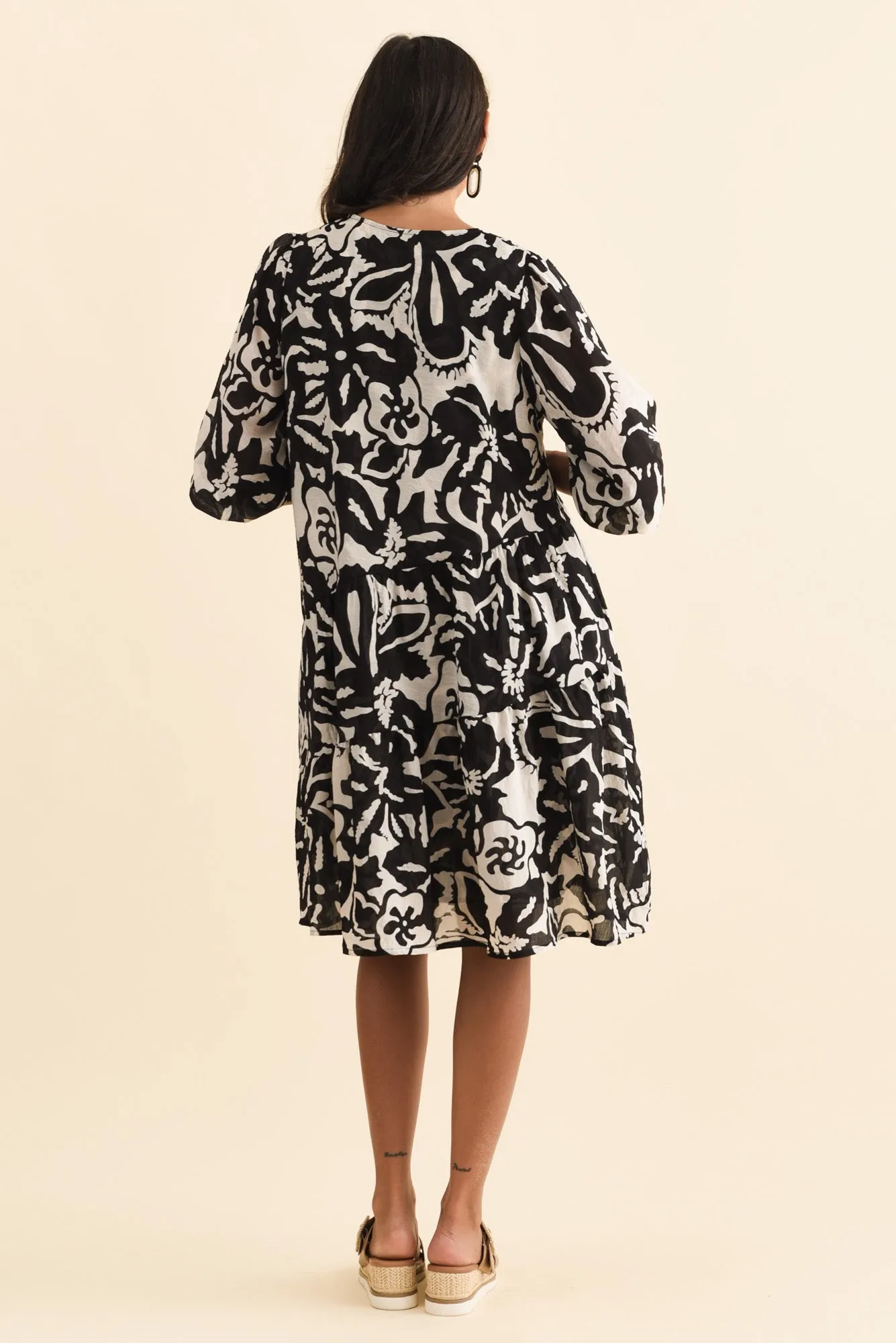 Esta Black Tropical Sleeved Dress sold by Blue Bungalow product image thumbnail 4