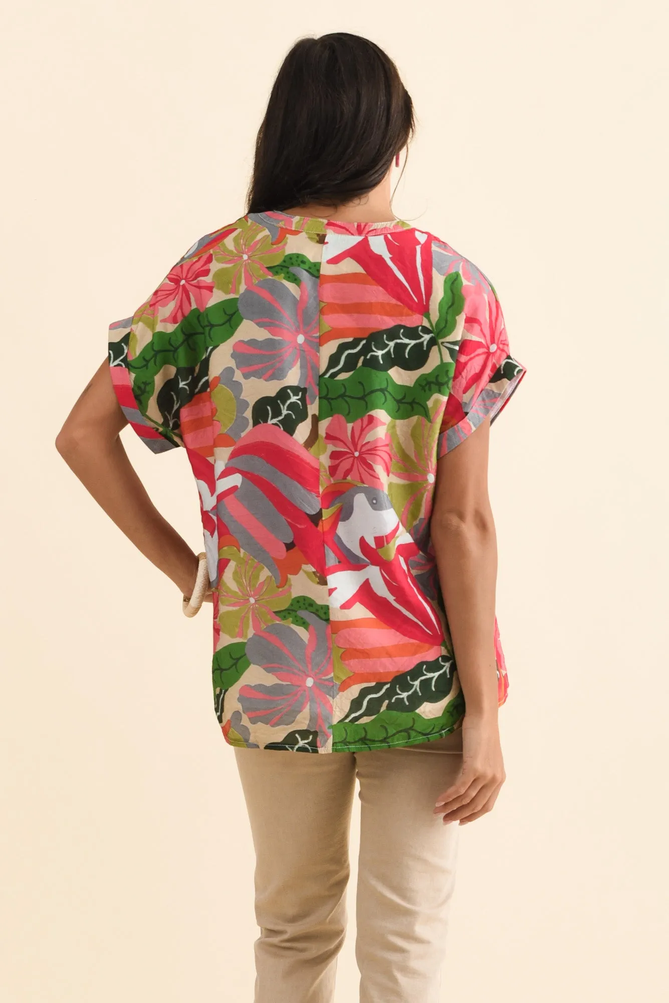Miray Pink Hibiscus Button Top sold by Blue Bungalow product image thumbnail 4