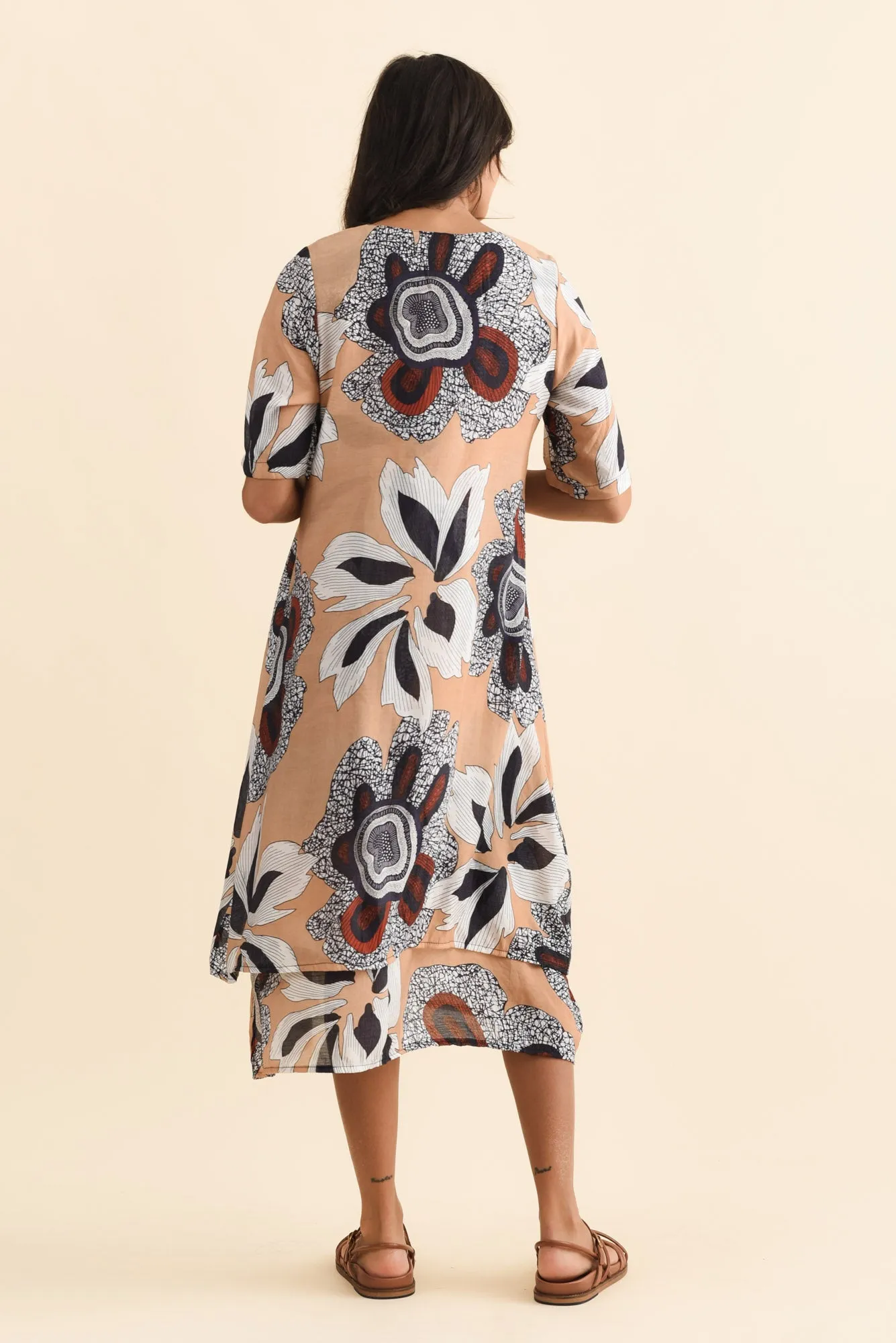 Nala Beige Flower Layers Dress sold by Blue Bungalow product image thumbnail 4