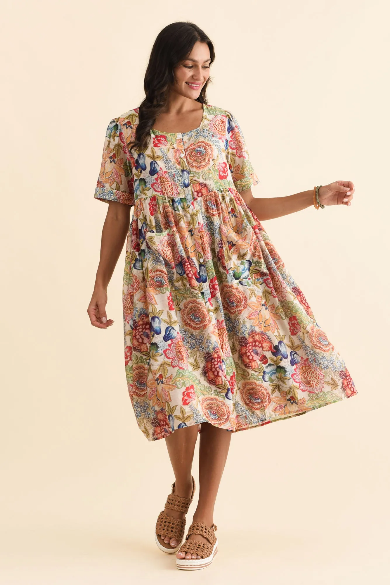 Rayna Orange Garden Button Dress sold by Blue Bungalow product image thumbnail 2