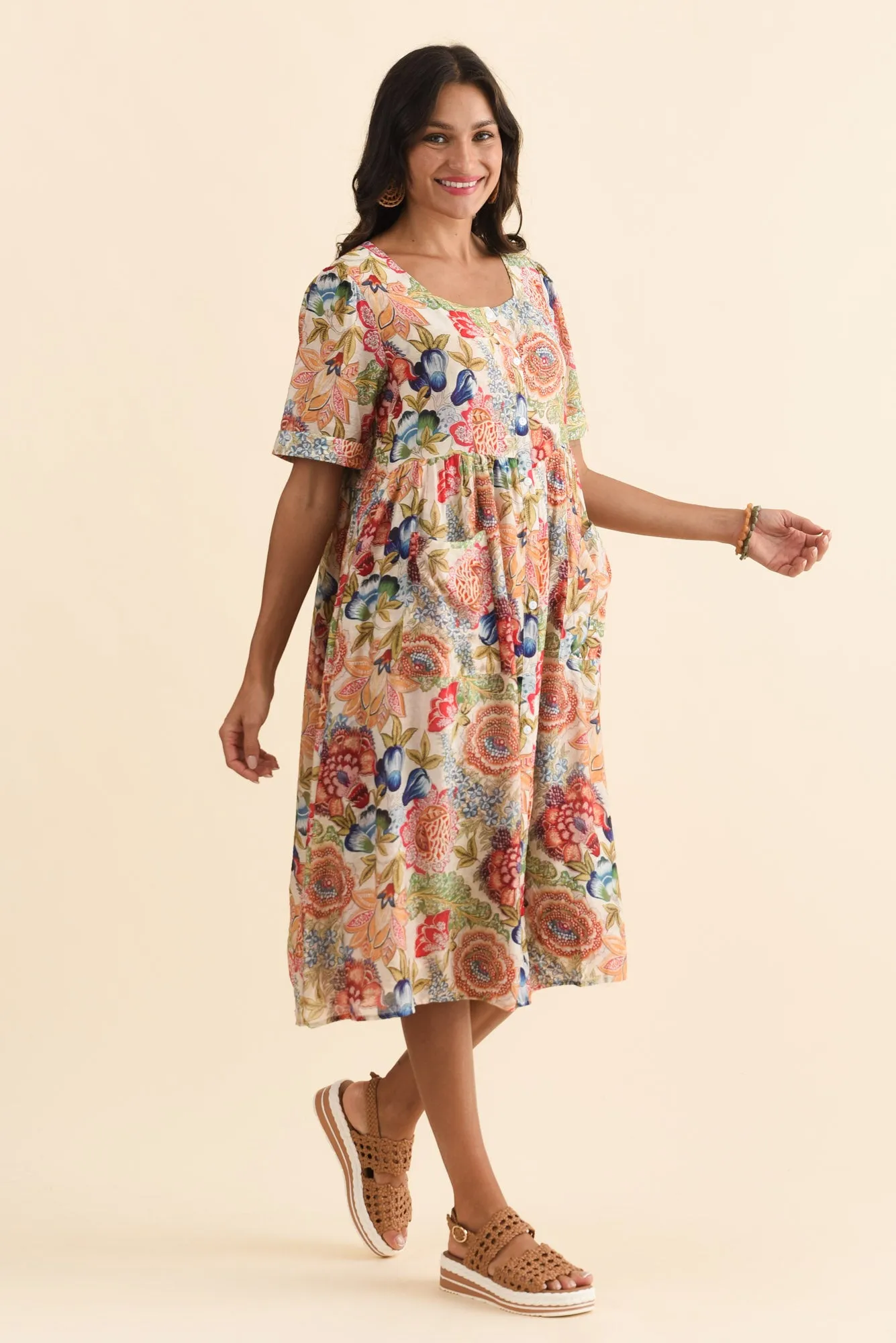 Rayna Orange Garden Button Dress sold by Blue Bungalow product image thumbnail 3