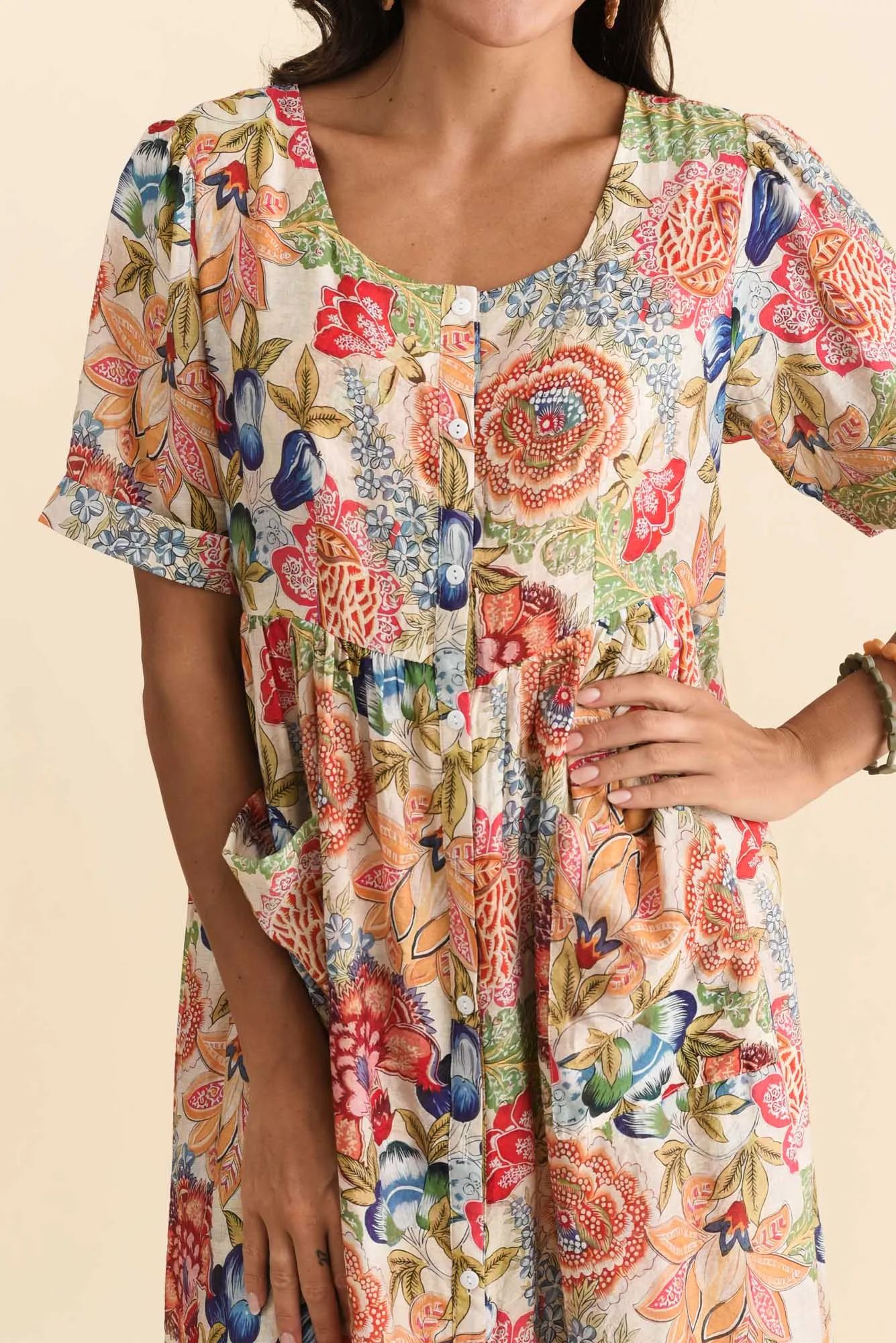 Rayna Orange Garden Button Dress sold by Blue Bungalow product image thumbnail 5