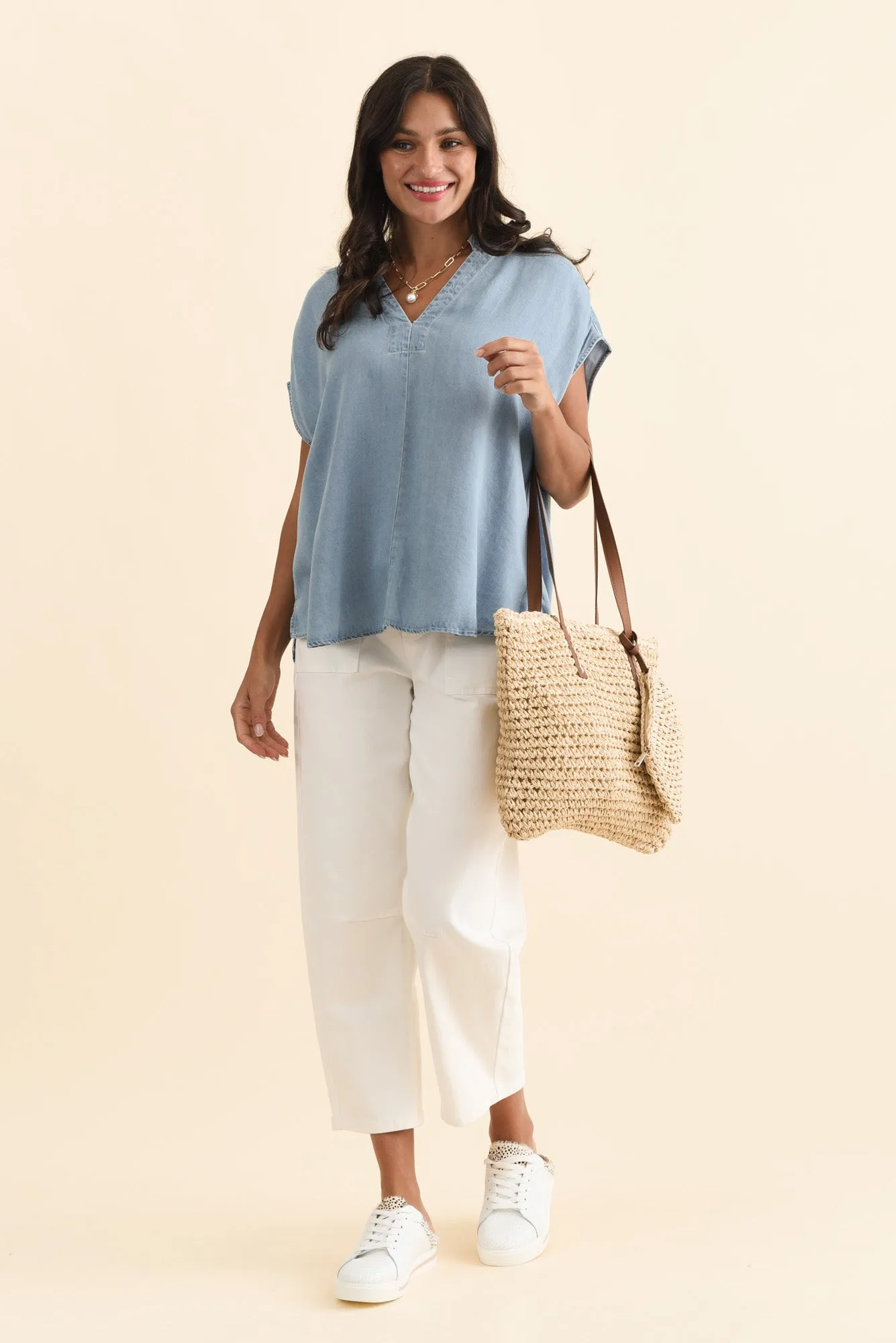Burwood Light Blue Tencel Top sold by Blue Bungalow product image thumbnail 2