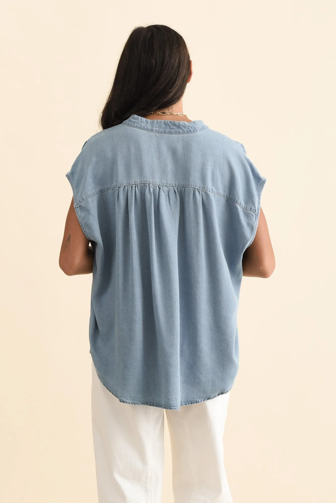 Burwood Light Blue Tencel Top sold by Blue Bungalow product image thumbnail 4