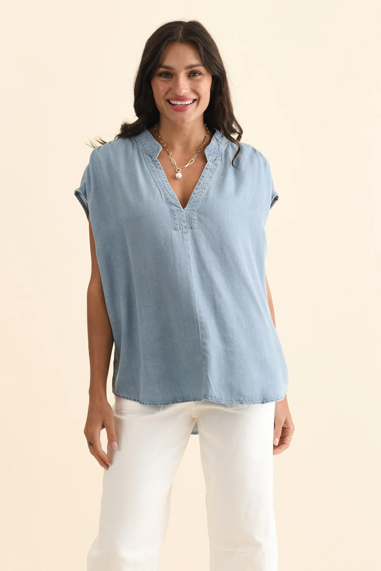 Burwood Light Blue Tencel Top sold by Blue Bungalow