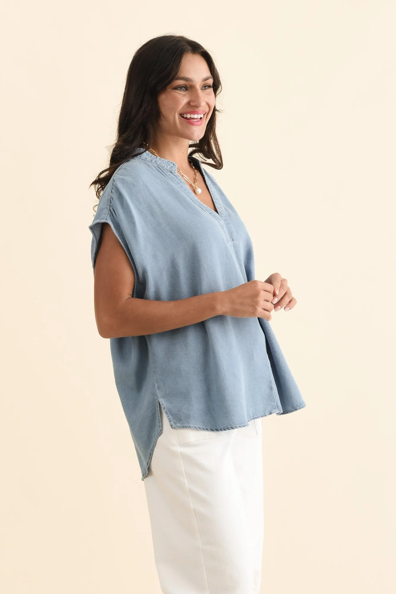 Burwood Light Blue Tencel Top sold by Blue Bungalow product image thumbnail 3