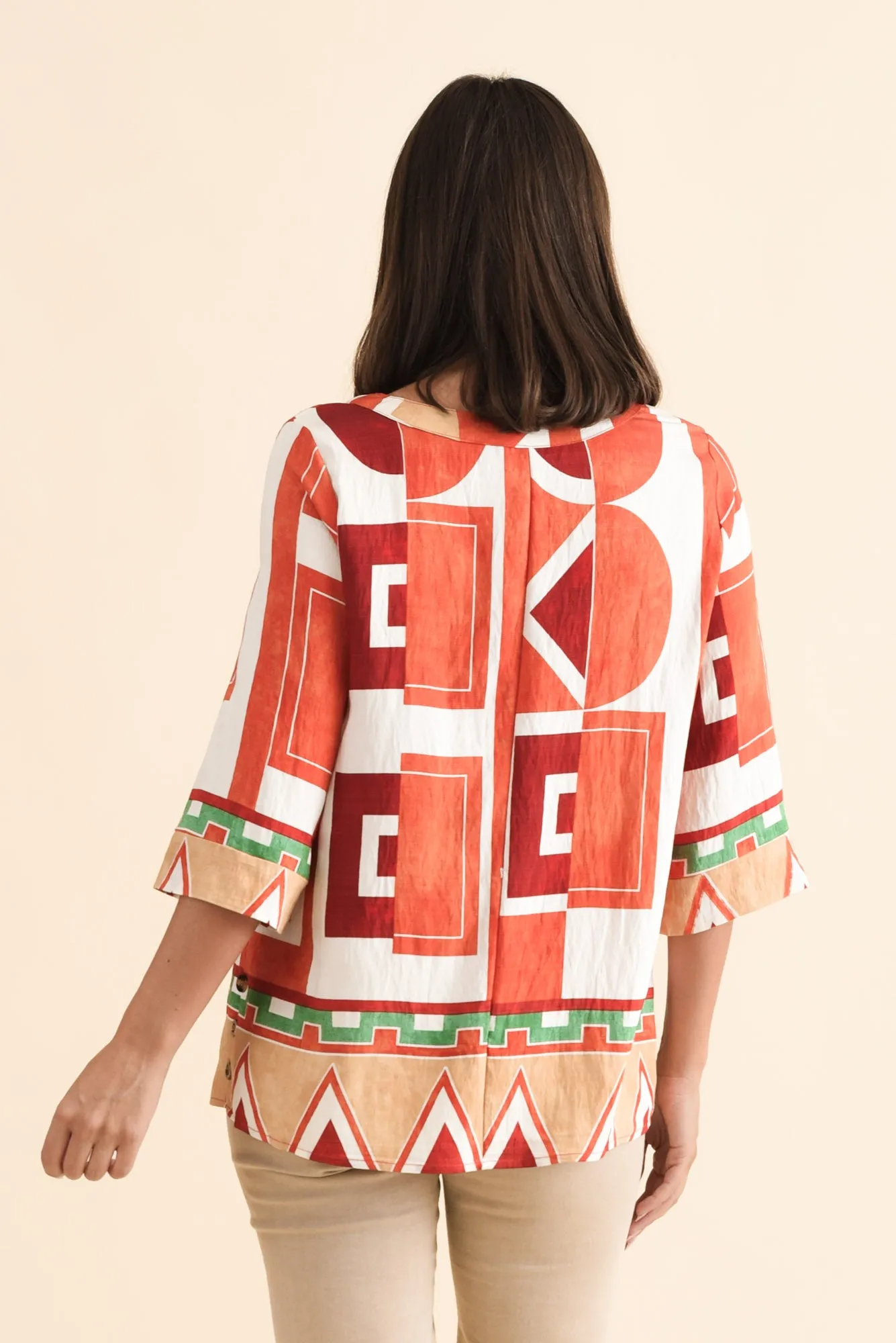 Maddox Orange Geo Cotton Blend Top sold by Blue Bungalow product image thumbnail 4