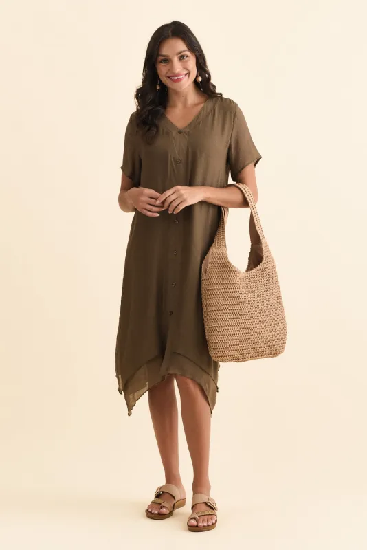 Adelaide Chocolate Layered Button Dress sold by Blue Bungalow