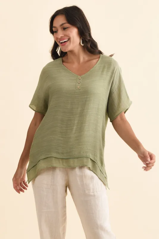 Alison Sage Layered Button Top made by Blue Bungalow