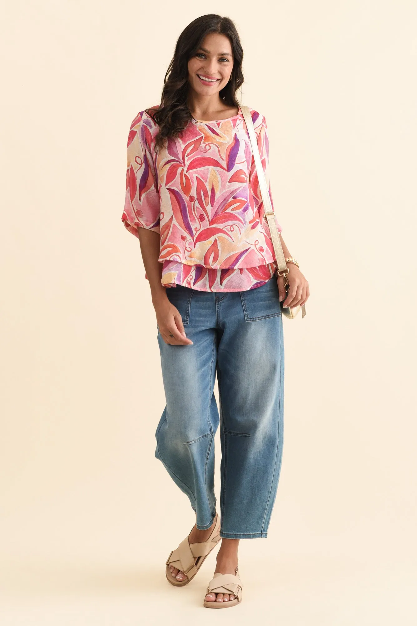 Folk Pink Flower Frill Top sold by Blue Bungalow product image thumbnail 2