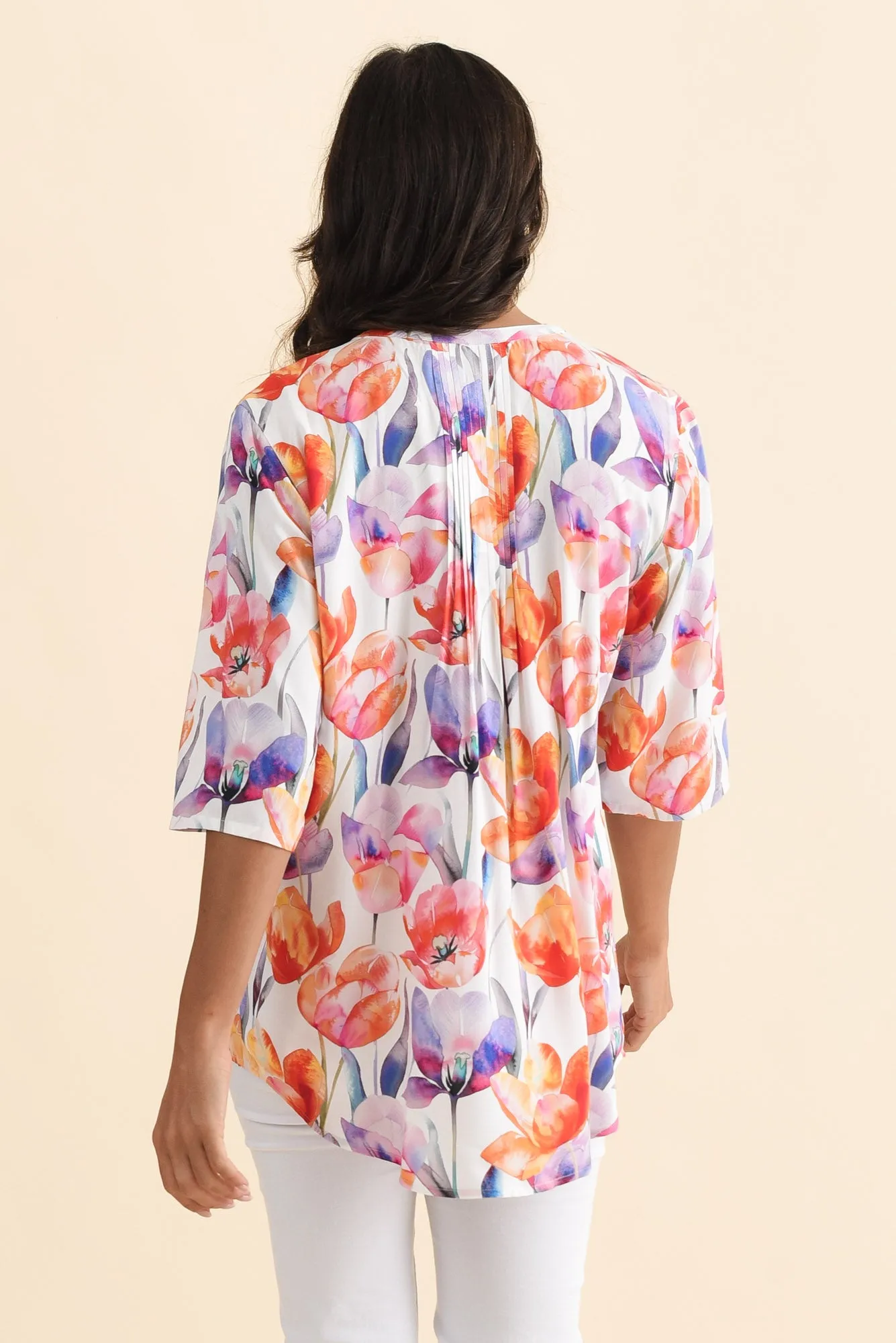 Alby Orange Flower Pleated Blouse sold by Blue Bungalow product image thumbnail 4