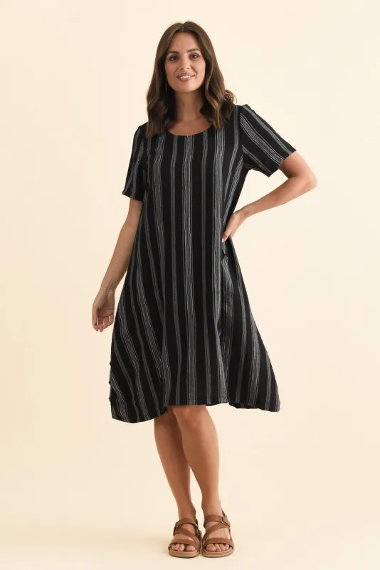 Bexley Black Stripe Pocket Dress made by Willow Tree